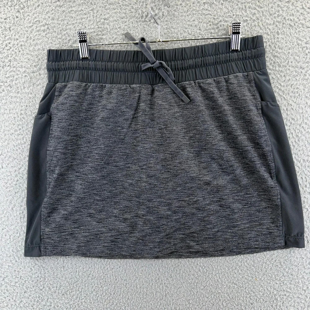 Athleta Womens Active Skort Gray Space Dye Drawstring Pockets Size M Medium